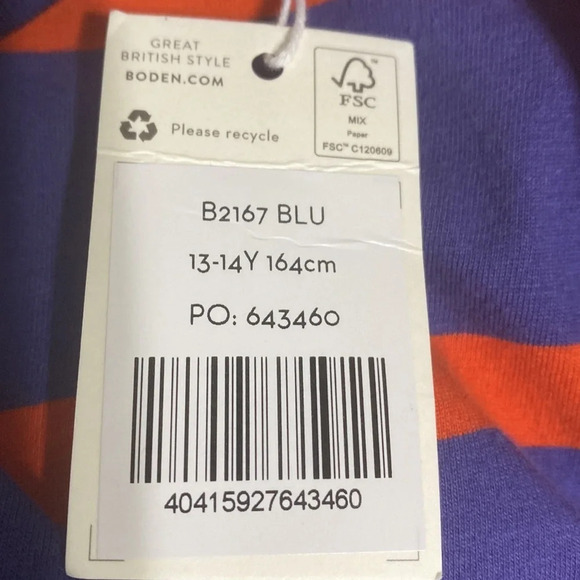 Boden NEW Striped Relaxed T-shirt Size 13-14Y - Picture 6 of 8